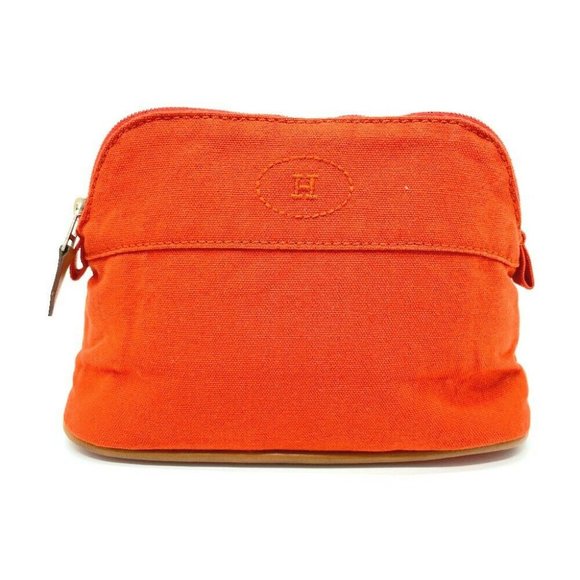 AUTHENTIC HERMES Bolide pouch mini Pouch cotton Or - Picture 1 of 11
